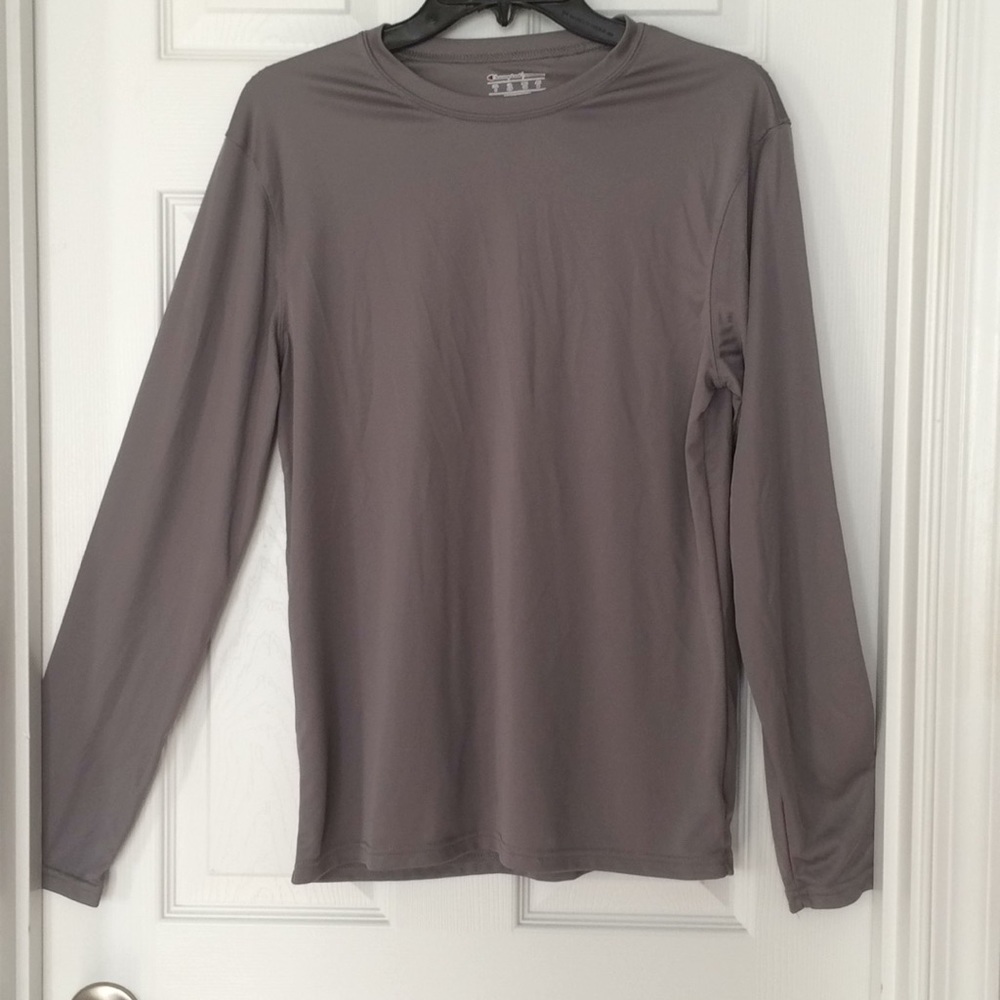 Gray/Green Long-Sleeved Champion Running Shirt